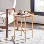 Table d'appoint ronde Prague - ACC4208A - Chêne clair/Doré - Safavieh