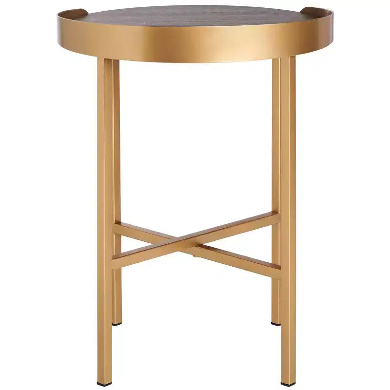Table d'appoint ronde Prague - ACC4208A - Chêne clair/Doré - Safavieh