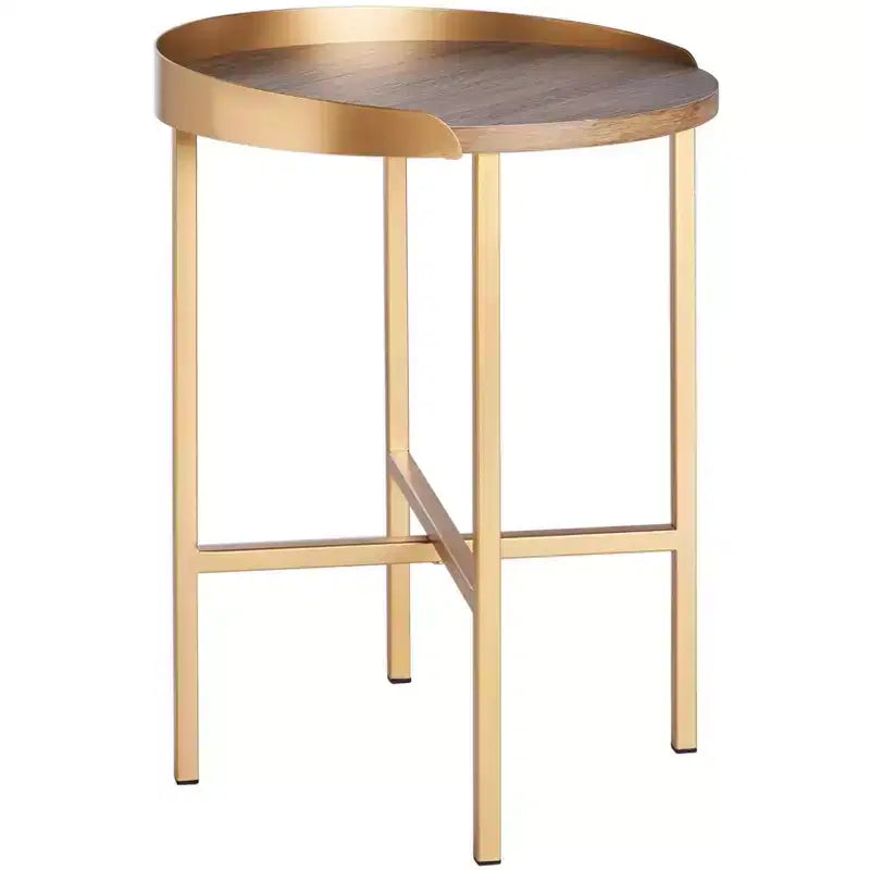 Table d'appoint ronde Prague - ACC4208A - Chêne clair/Doré - Safavieh