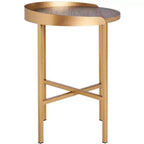 Table d'appoint ronde Prague - ACC4208A - Chêne clair/Doré - Safavieh