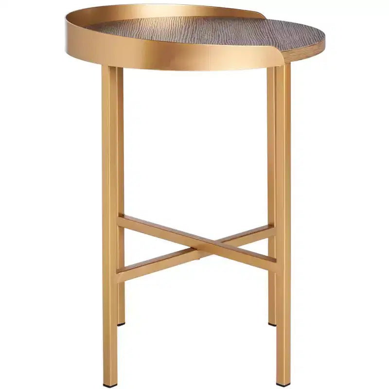 Table d'appoint ronde Prague - ACC4208A - Chêne clair/Doré - Safavieh