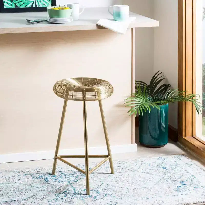 Tabouret de comptoir contemporain tissé Addison Wire - FOX4517 - Doré - Safavieh Couture