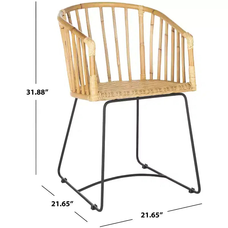 Chaise de salle à manger en rotin Siena - DCH6501 - Naturel non fini/Noir - Safavieh