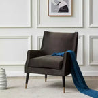 Fauteuil en velours Sicily - KNT7060A - Gris-vert/Laiton antique - Safavieh Couture
