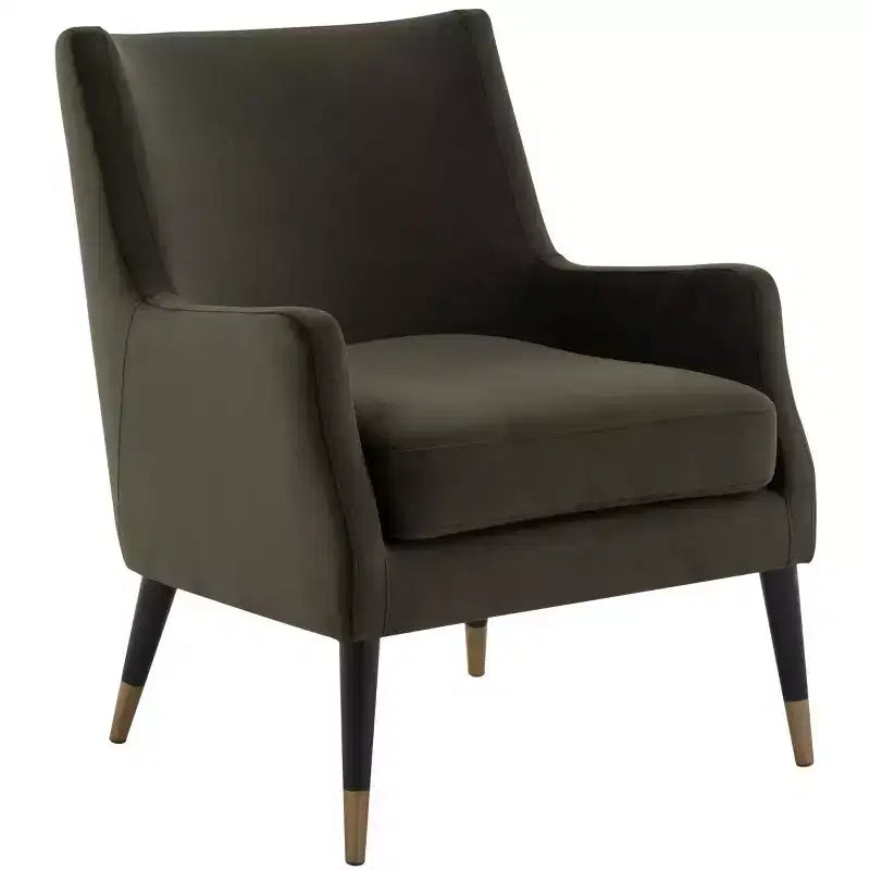 Fauteuil en velours Sicily - KNT7060A - Gris-vert/Laiton antique - Safavieh Couture