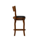 Tabouret de bar pivotant Emma et Oliver de style pub classique en bois avec siège rembourré en similicuir