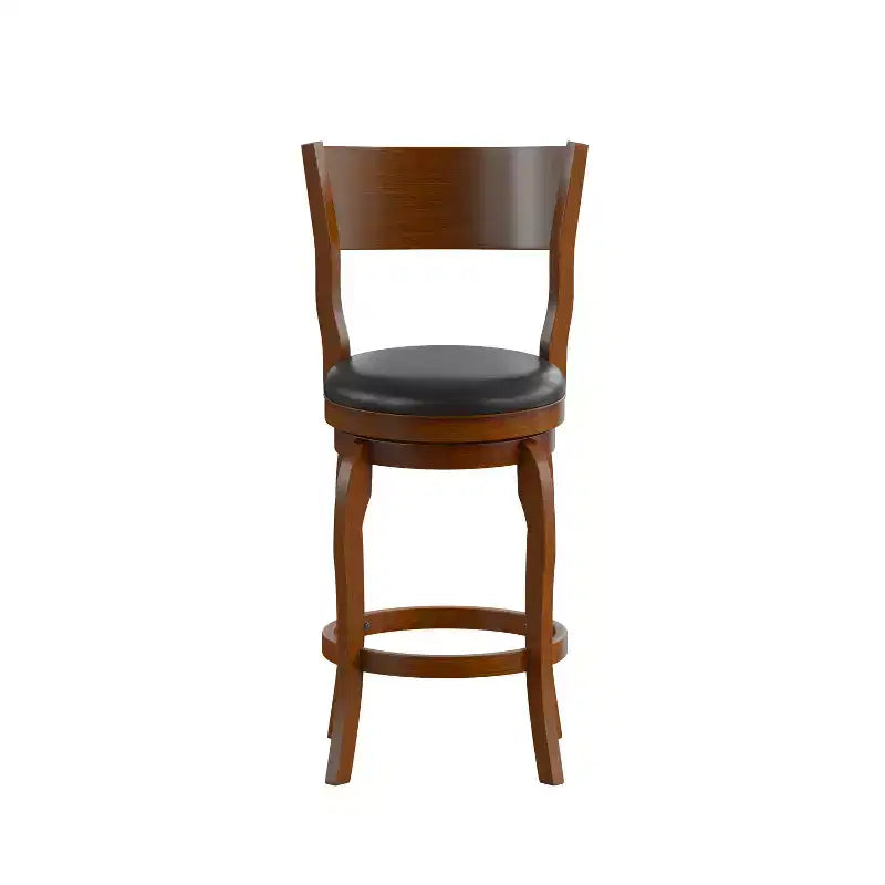Tabouret de bar pivotant Emma et Oliver de style pub classique en bois avec siège rembourré en similicuir
