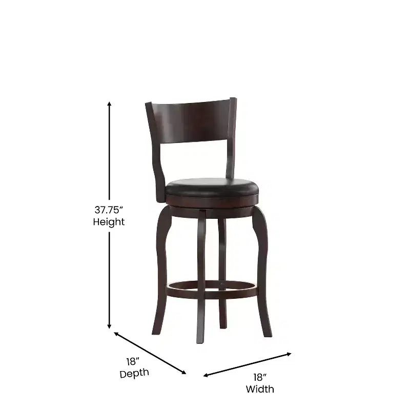 Tabouret de bar pivotant Emma et Oliver de style pub classique en bois avec siège rembourré en similicuir
