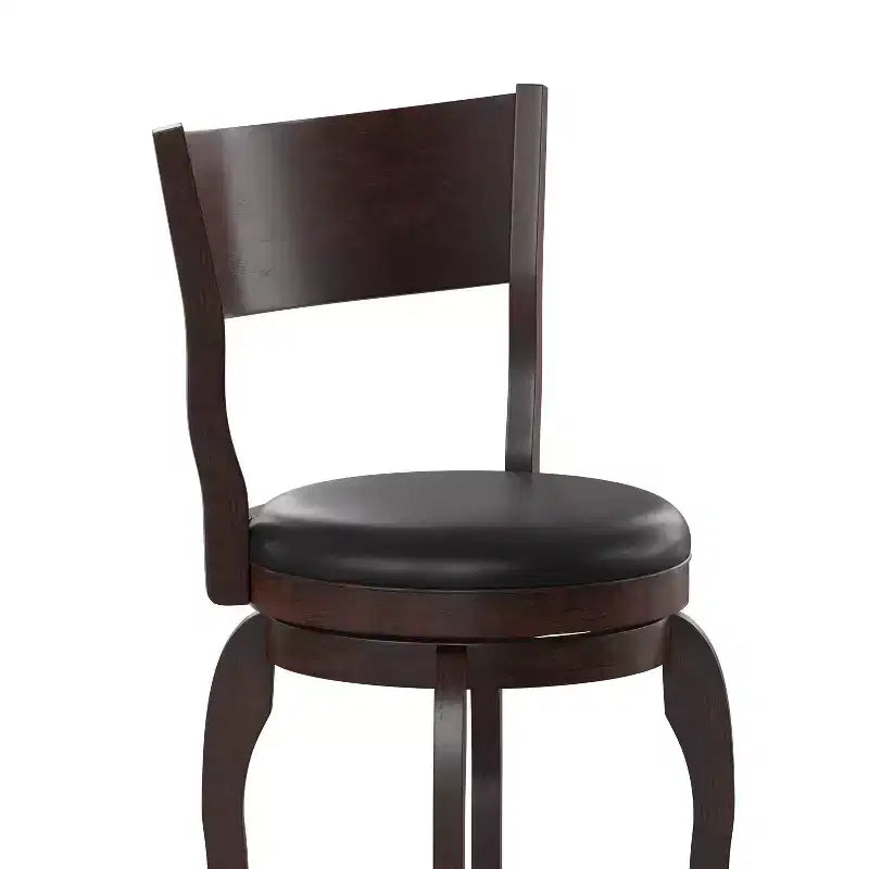 Tabouret de bar pivotant Emma et Oliver de style pub classique en bois avec siège rembourré en similicuir