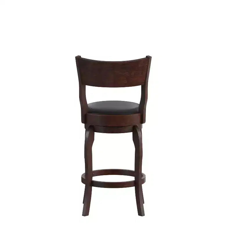 Tabouret de bar pivotant Emma et Oliver de style pub classique en bois avec siège rembourré en similicuir