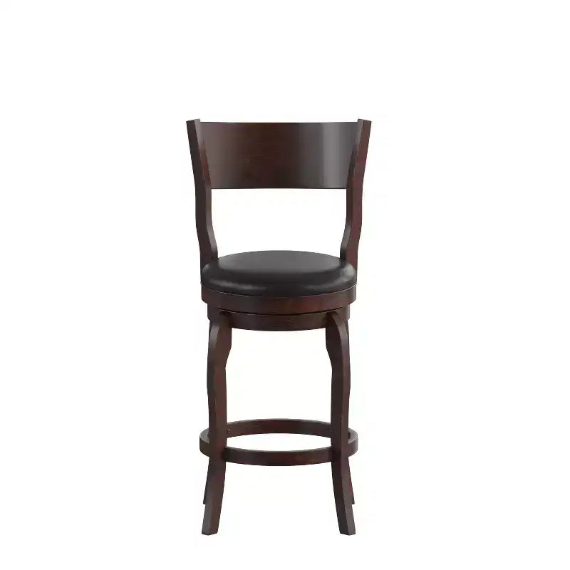 Tabouret de bar pivotant Emma et Oliver de style pub classique en bois avec siège rembourré en similicuir