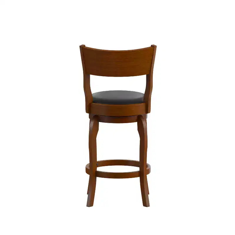 Tabouret de bar pivotant Emma et Oliver de style pub classique en bois avec siège rembourré en similicuir