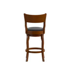 Tabouret de bar pivotant Emma et Oliver de style pub classique en bois avec siège rembourré en similicuir