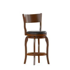 Emma and Oliver Classic Pub Style Swivel Wooden Barstool with Padded Faux Leather Seat