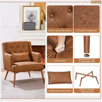 Fauteuil d'appoint Yaheetech en similicuir pour salon, chambre, bureau, marron rétro