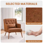 Fauteuil d'appoint Yaheetech en similicuir pour salon, chambre, bureau, marron rétro