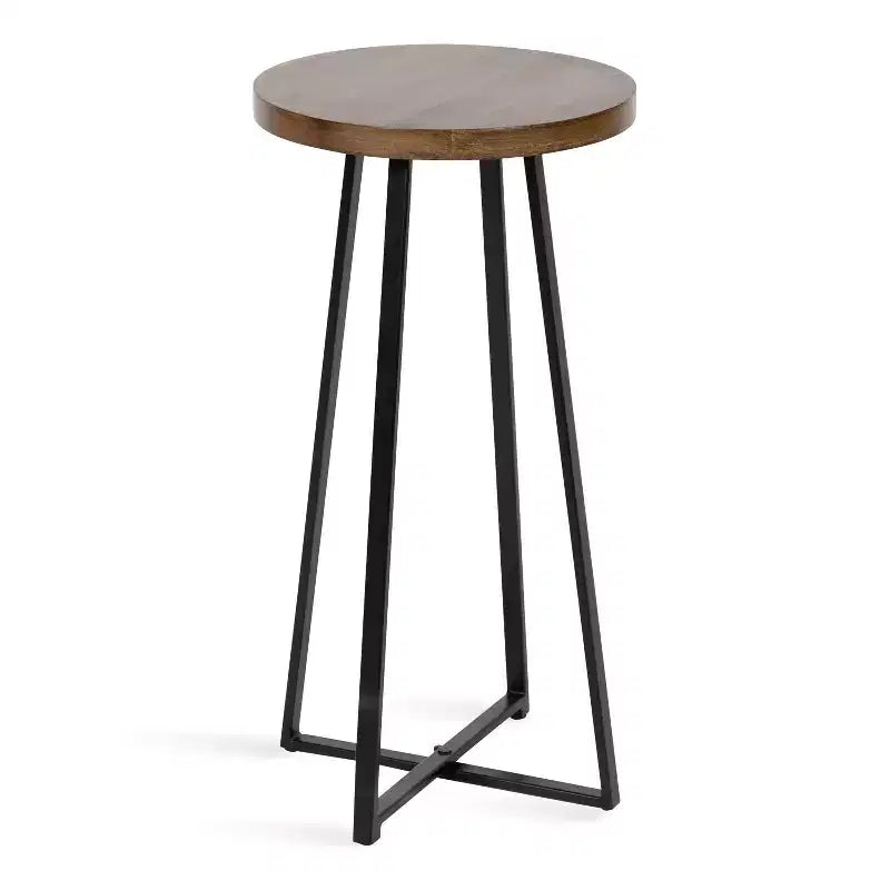 Kate and Laurel Zia Round Bar Stool, 12.75x12.75x25, Natural and Black