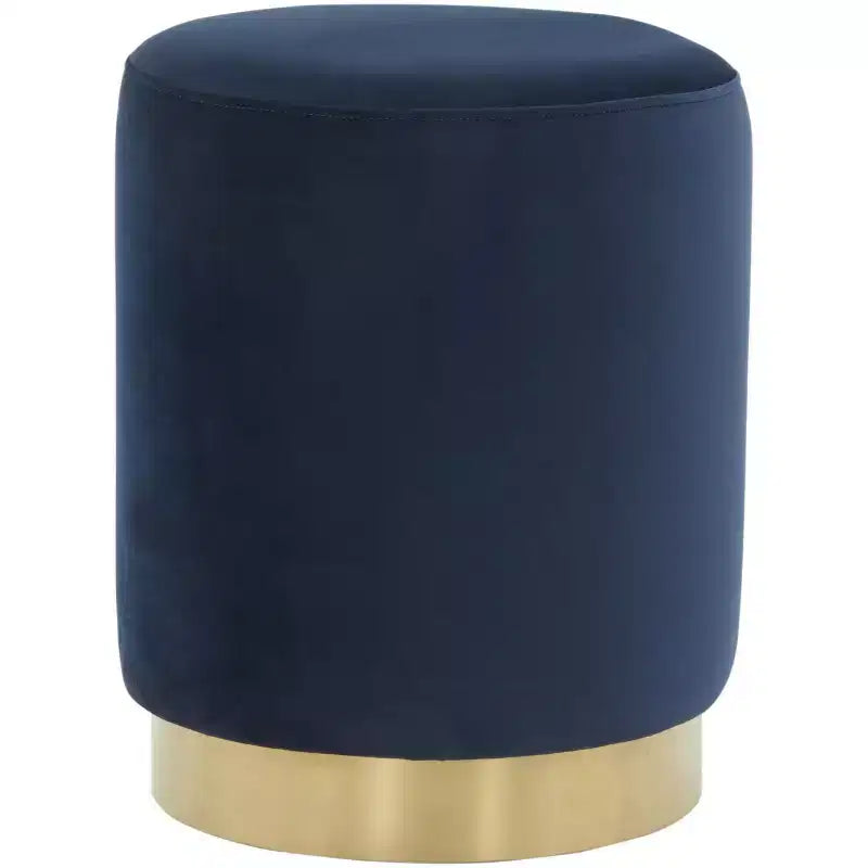 Elsworth Velvet Ottoman W Brass Base - SFV3558 - Navy/Brass - Safavieh Couture