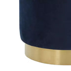 Elsworth Pouf en velours avec base en laiton - SFV3558 - Marine/Laiton - Safavieh Couture