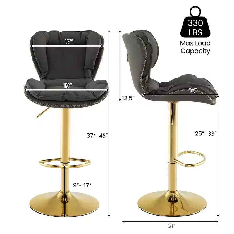 Tabourets de bar réglables Costway - Lot de 2 chaises de bar en tissu Leathaire avec siège rembourré et repose-pieds
