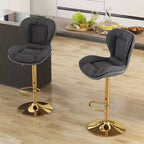 Tabourets de bar réglables Costway - Lot de 2 chaises de bar en tissu Leathaire avec siège rembourré et repose-pieds