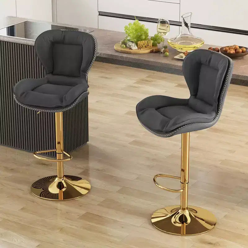 Tabourets de bar réglables Costway - Lot de 2 chaises de bar en tissu Leathaire avec siège rembourré et repose-pieds