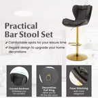 Tabourets de bar réglables Costway - Lot de 2 chaises de bar en tissu Leathaire avec siège rembourré et repose-pieds