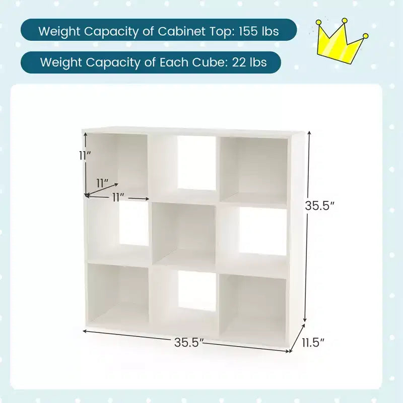 Costway Organisateur de jouets pour enfants à 9 cubes, étagère de rangement en bois pour enfants