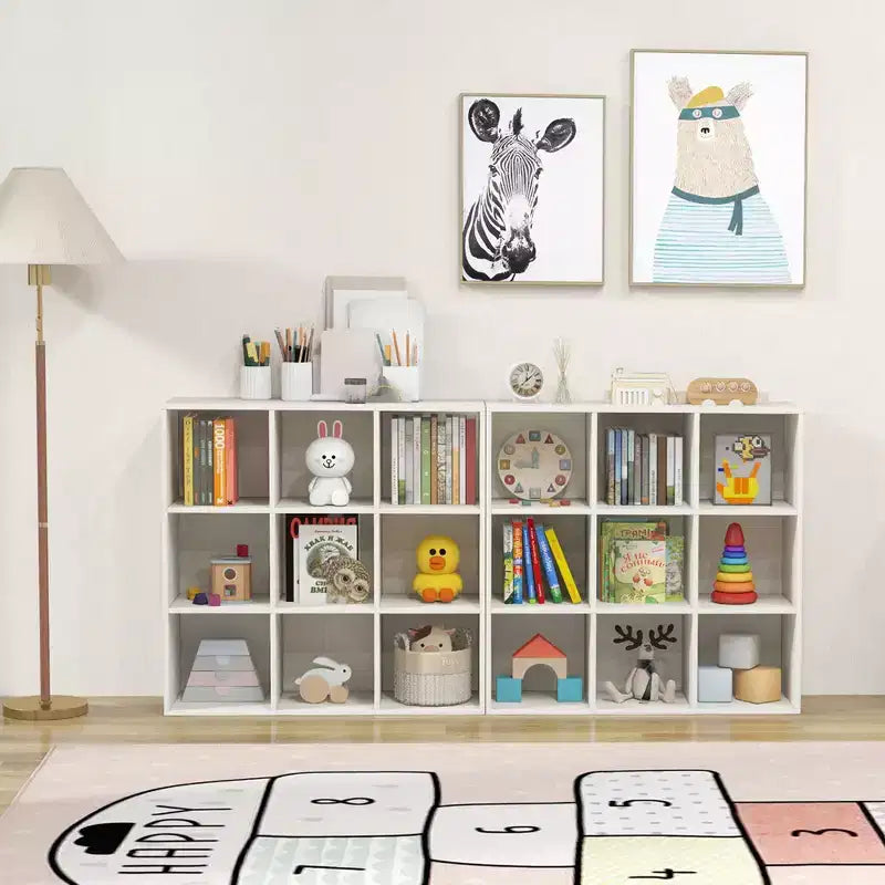 Costway Organisateur de jouets pour enfants à 9 cubes, étagère de rangement en bois pour enfants