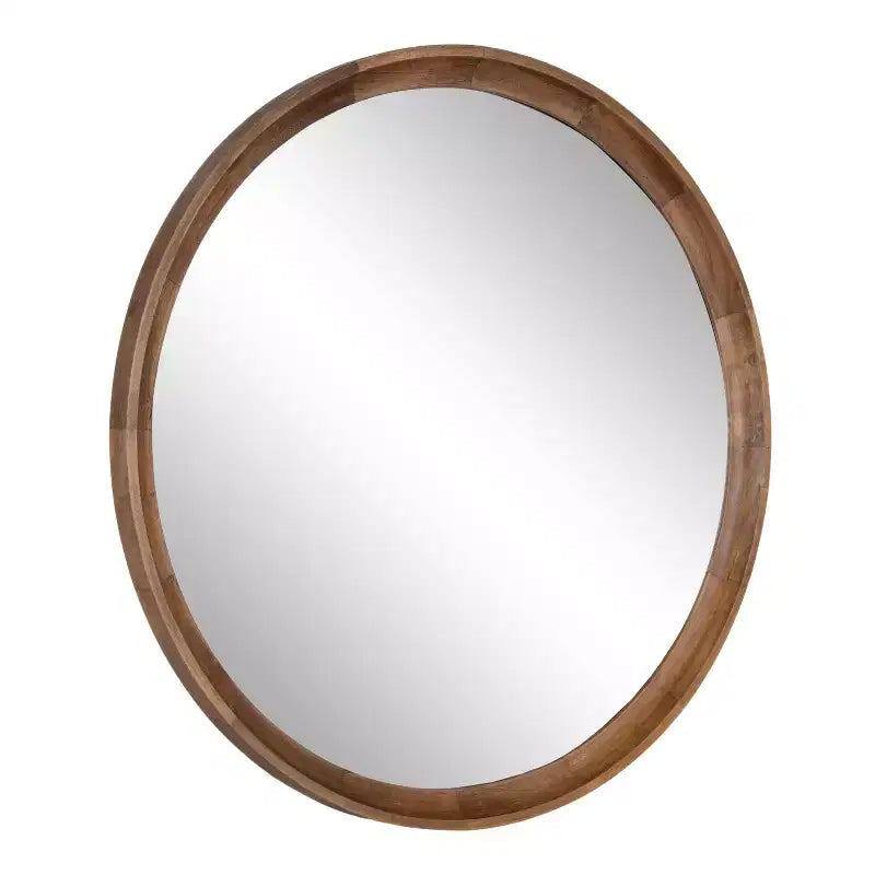 Kate and Laurel Hatherleigh Round Wood Wall Mirror