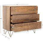 Commode 3 tiroirs Marigold - CHS9001 - Naturel/Laiton - Safavieh