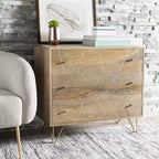 Commode 3 tiroirs Marigold - CHS9001 - Naturel/Laiton - Safavieh