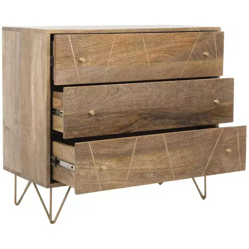Commode 3 tiroirs Marigold - CHS9001 - Naturel/Laiton - Safavieh