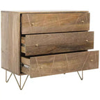 Commode 3 tiroirs Marigold - CHS9001 - Naturel/Laiton - Safavieh