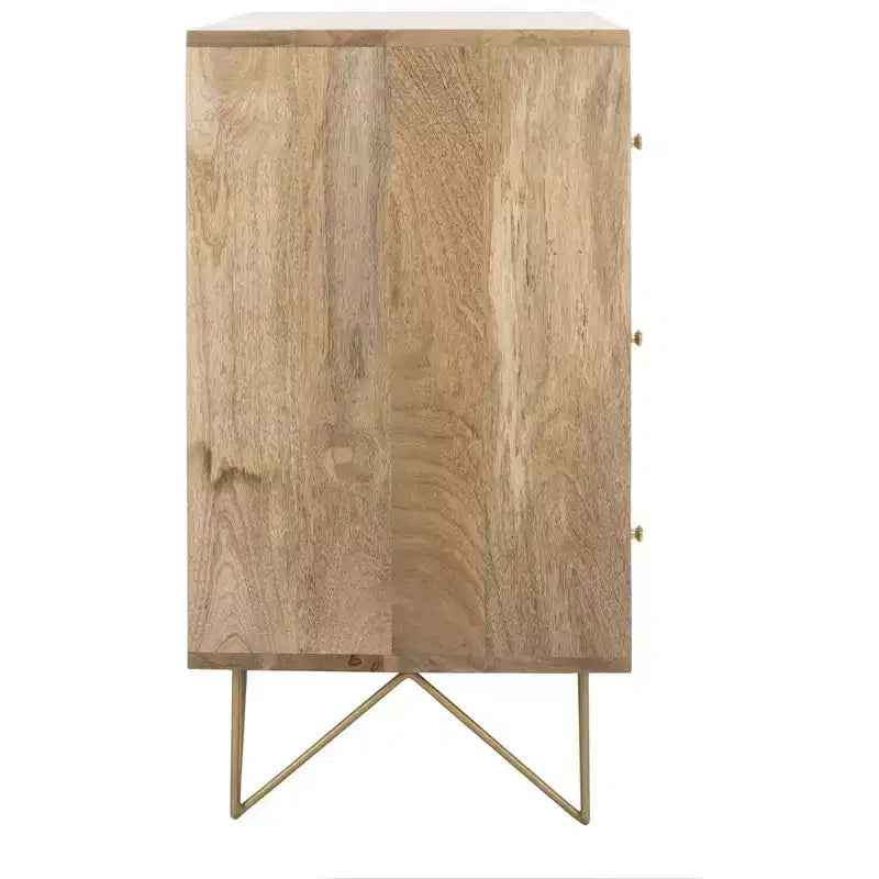 Commode 3 tiroirs Marigold - CHS9001 - Naturel/Laiton - Safavieh