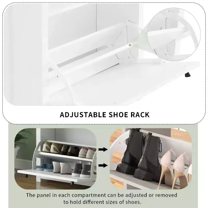 Meuble à chaussures fonctionnel imitation grain de bois avec 2 tiroirs à abattant et panneaux réglables - ModernLuxe