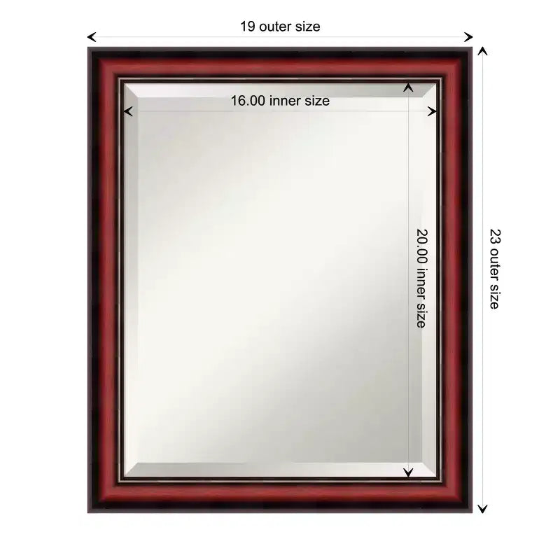 Miroir mural biseauté encadré en bois Amanti Art Rubino Cherry Scoop