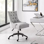 Fauteuil de bureau en tissu capitonné Regent noir - Modway