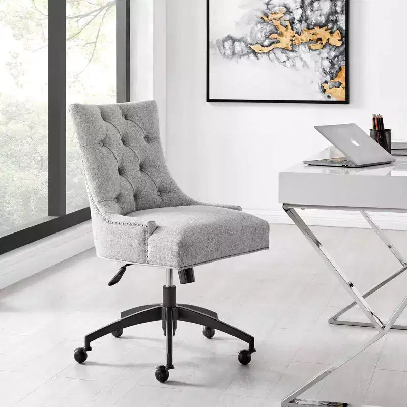 Fauteuil de bureau en tissu capitonné Regent noir - Modway