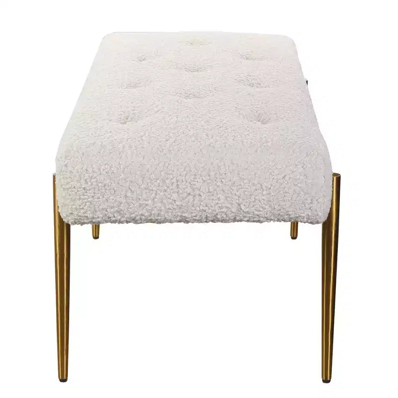 Banc d'appoint moderne capitonné blanc Uttermost Olivier de 125,73 cm de large