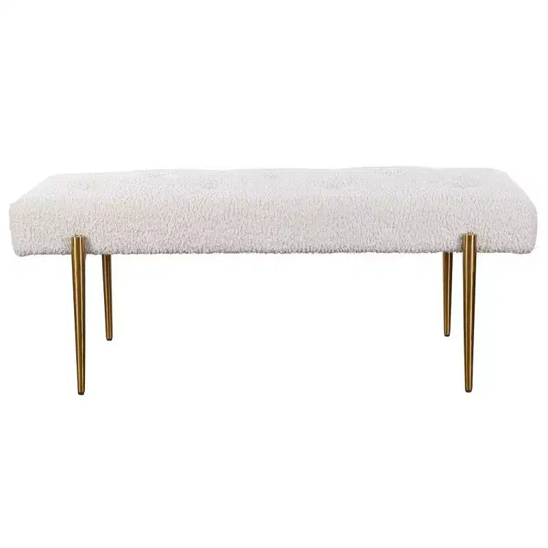 Banc d'appoint moderne capitonné blanc Uttermost Olivier de 125,73 cm de large