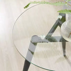 Table d'appoint Van Beuren ronde en verre, style moderne du milieu du siècle - Danya B.