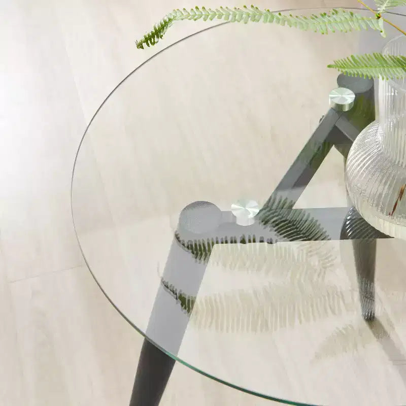 Table d'appoint Van Beuren ronde en verre, style moderne du milieu du siècle - Danya B.