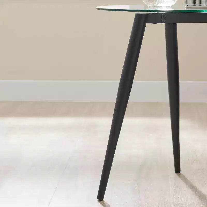 Table d'appoint Van Beuren ronde en verre, style moderne du milieu du siècle - Danya B.
