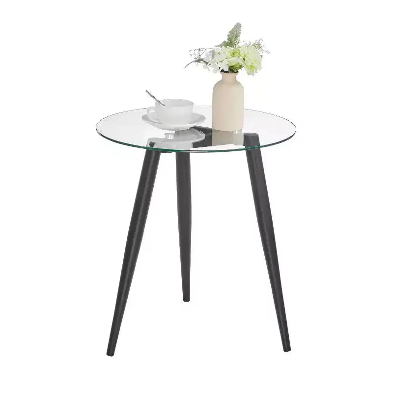 Table d'appoint Van Beuren ronde en verre, style moderne du milieu du siècle - Danya B.