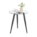 Table d'appoint Van Beuren ronde en verre, style moderne du milieu du siècle - Danya B.