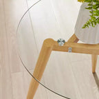 Table d'appoint Van Beuren ronde en verre, style moderne du milieu du siècle - Danya B.
