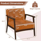 Fauteuil d'appoint Costway avec accoudoirs et cadre en bois d'hévéa, fauteuil capitonné pour salon Marron/Noir