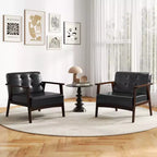 Fauteuil d'appoint Costway avec accoudoirs et cadre en bois d'hévéa, fauteuil capitonné pour salon Marron/Noir