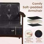 Fauteuil d'appoint Costway avec accoudoirs et cadre en bois d'hévéa, fauteuil capitonné pour salon Marron/Noir